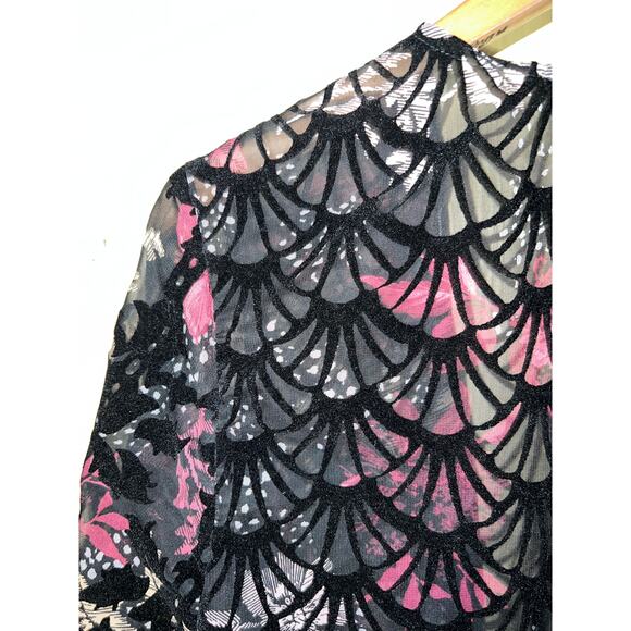 Christopher & Banks Cardigan Jacket Medium Petite Burnout Velvet Whisigoth MP PM - Picture 6 of 10